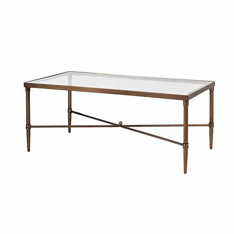 Kirklands Home Coffee Tables|Glass and Metal Rectangle Porter Coffee Table Gold