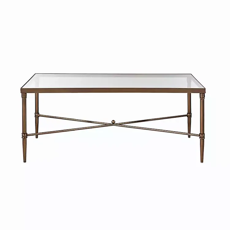 Kirklands Home Coffee Tables|Glass and Metal Rectangle Porter Coffee Table Gold