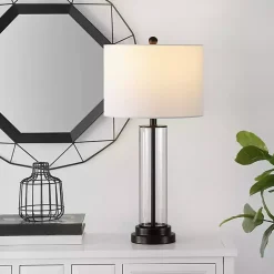 Kirklands Home Table Lamps|Glass Column Cassian Table Lamp White