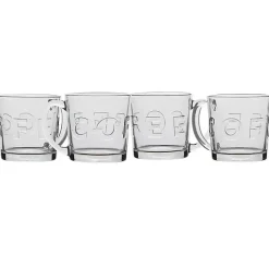 Kirklands Home Glassware & Drinkware|Glass Embossed Coffee Mugs, Set of 4 Clear