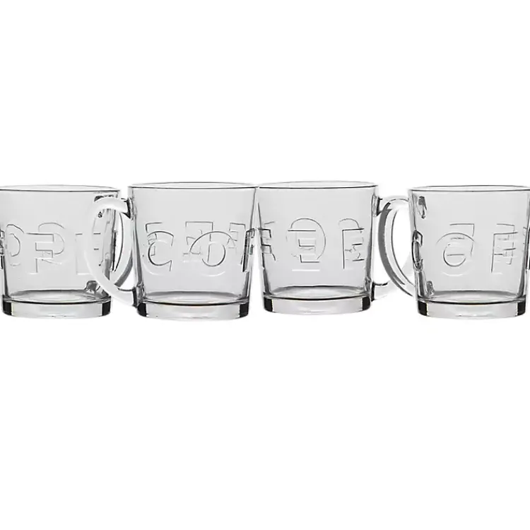 Kirklands Home Glassware & Drinkware|Glass Embossed Coffee Mugs, Set of 4 Clear