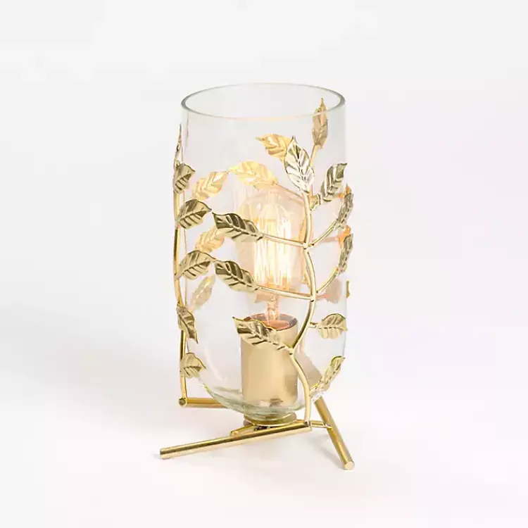 Kirklands Home Table Lamps|Glass Leaf Uplight Gold
