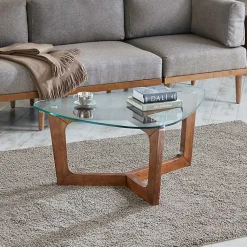 Kirklands Home Coffee Tables|Glass Triangular Walker Coffee Table Brown
