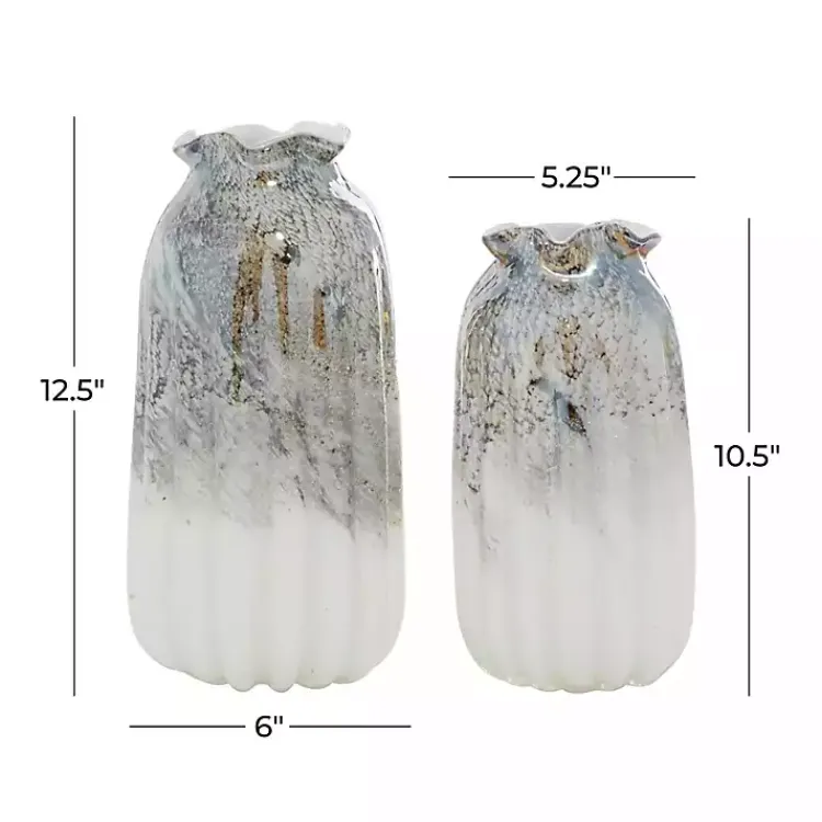 New Glazed Gray Glass Vases, Set of 2 Vases
