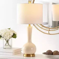 Kirklands Home Table Lamps|Glazed Glass Teardrop Table Lamp Ivory
