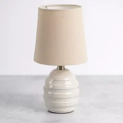 Kirklands Home Table Lamps|Glazed Ivory Stride Mini Table Lamp Tan