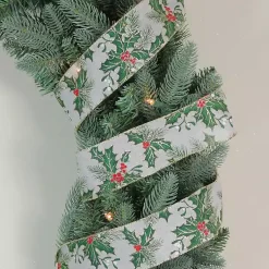 New Glitter Holly Leaves 16 yard Christmas Ribbon Christmas Tree Decorations