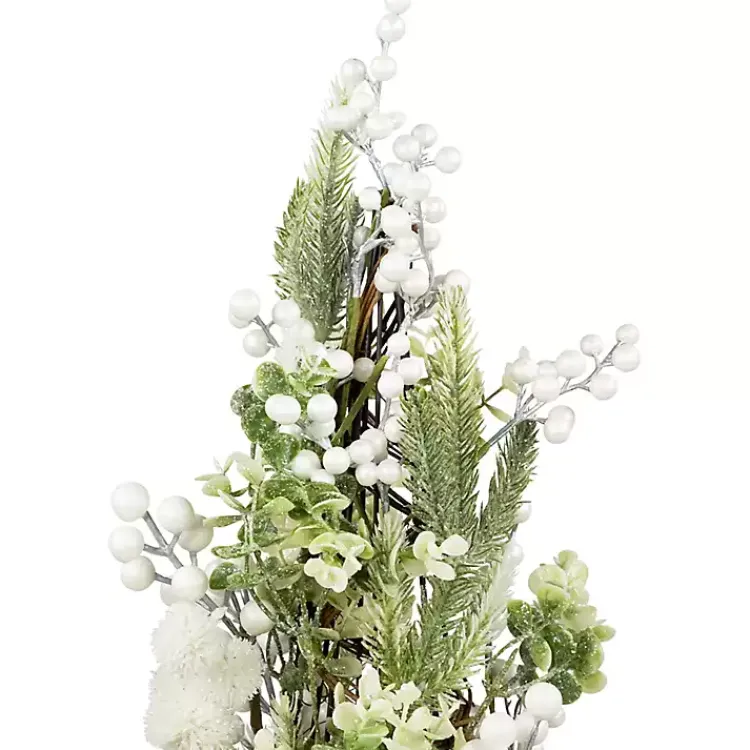 Discount Glitter Pine and Berry Mini Christmas Tree Christmas Arrangements & Garland