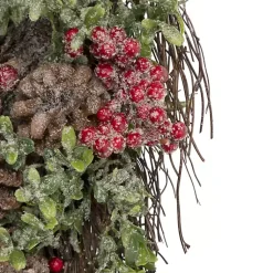 New Glitter Pinecone and Berry Teardrop Swag Christmas Wreaths