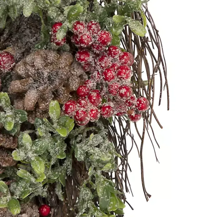 New Glitter Pinecone and Berry Teardrop Swag Christmas Wreaths