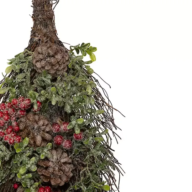 New Glitter Pinecone and Berry Teardrop Swag Christmas Wreaths