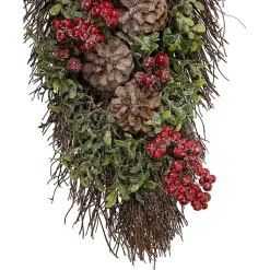 New Glitter Pinecone and Berry Teardrop Swag Christmas Wreaths