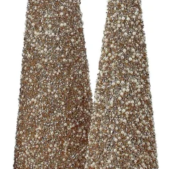 Outlet Glittered Pearl Cone Tabletop Trees, Set of 3 Christmas Decorations