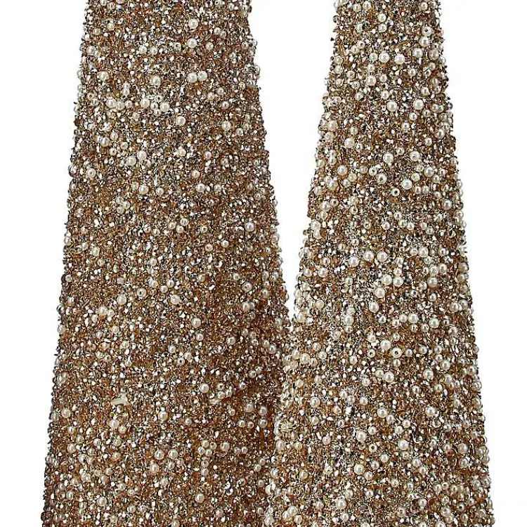 Outlet Glittered Pearl Cone Tabletop Trees, Set of 3 Christmas Decorations