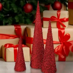 Glitte Cone Tabletop Trees, Set of 3 Christmas Decorations