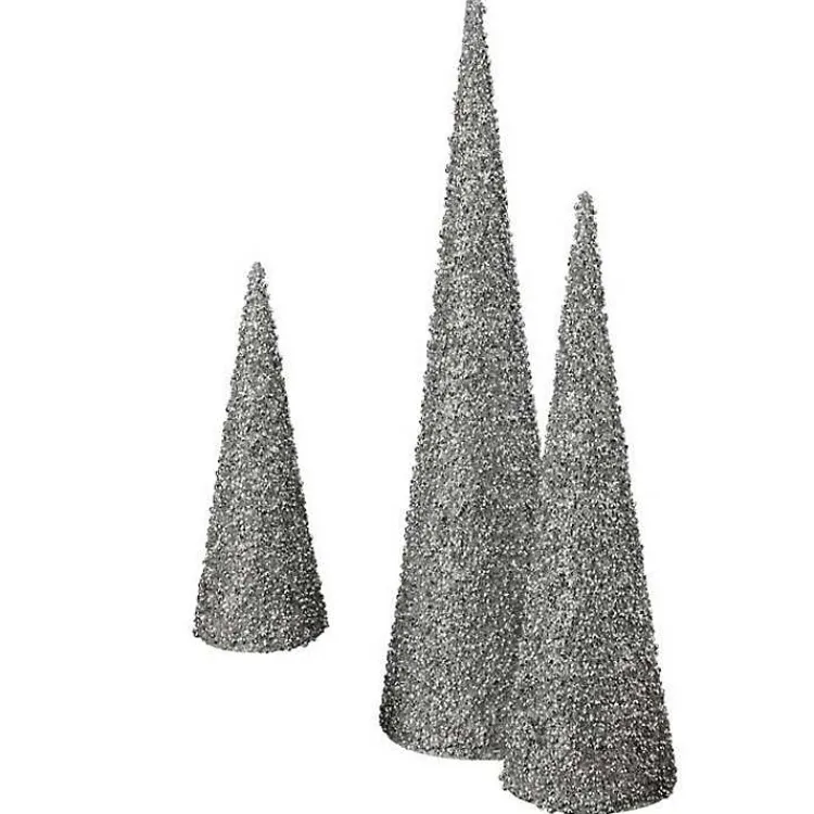 Glittered Cone Tabletop Trees, Set of 3 Christmas Decorations