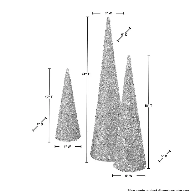 Glittered Cone Tabletop Trees, Set of 3 Christmas Decorations