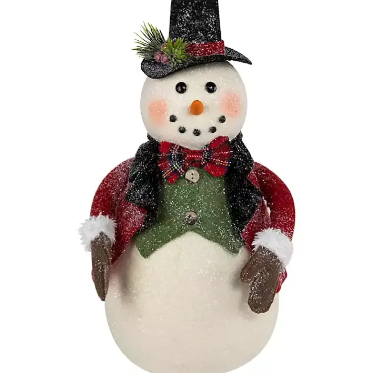 Sale Glittered Snowman with Vest Figurine Christmas Decorations