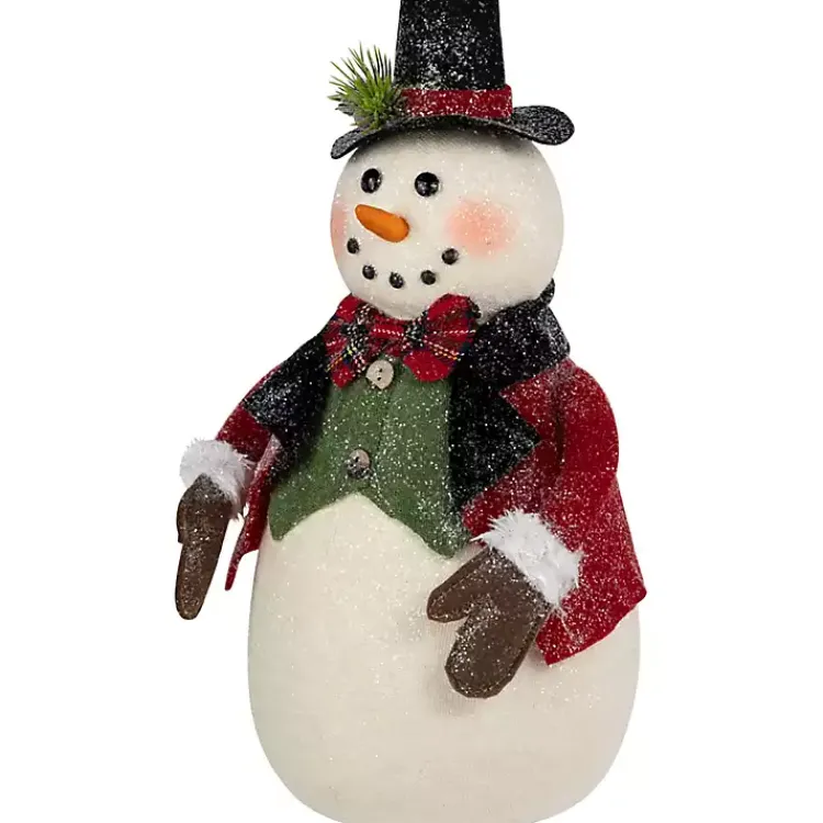 Sale Glittered Snowman with Vest Figurine Christmas Decorations