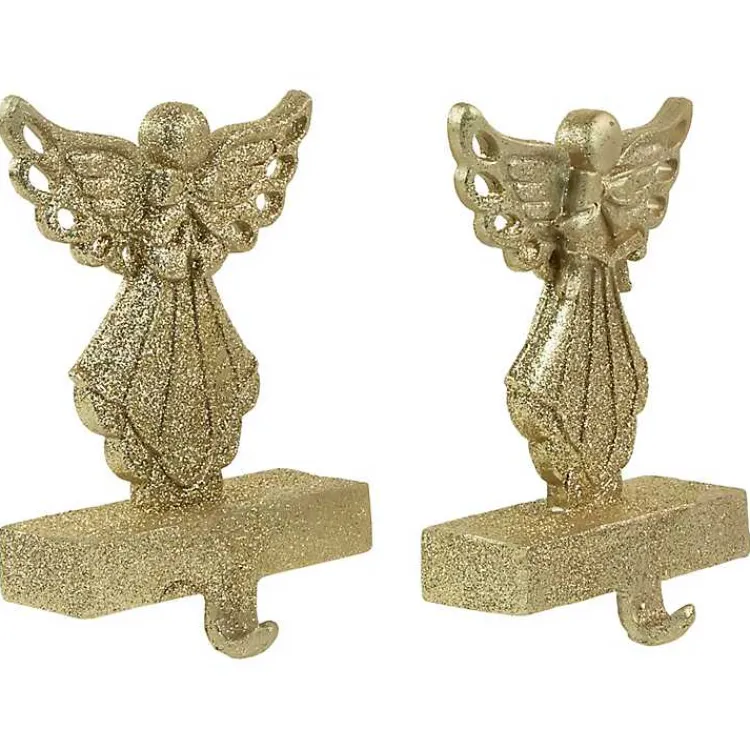 Glittery Angel Stocking Holders, Set of 2 Christmas Stockings & Stocking Holders