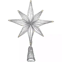 Clearance Glittery Geo Star Pre-Lit LED Tree Topper Christmas Tree Decorations