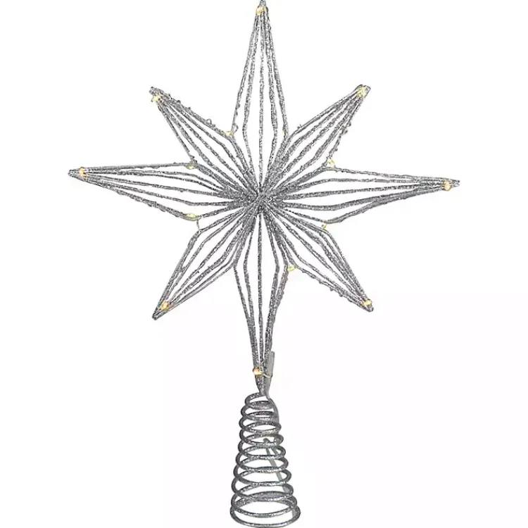 Clearance Glittery Geo Star Pre-Lit LED Tree Topper Christmas Tree Decorations
