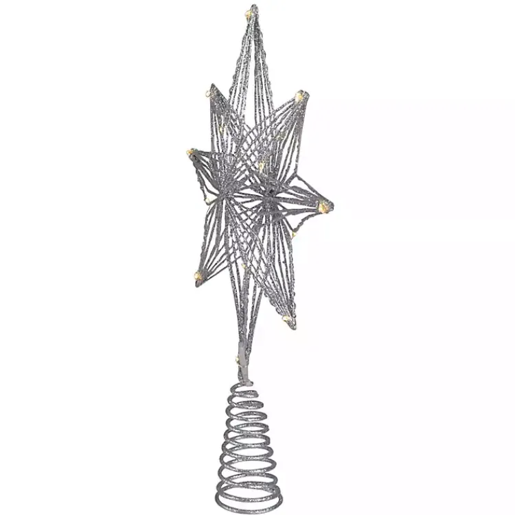 Clearance Glittery Geo Star Pre-Lit LED Tree Topper Christmas Tree Decorations