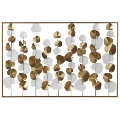 Kirklands Home Wall Plaques|Glossy Gold Leaves Framed Wall Plaque