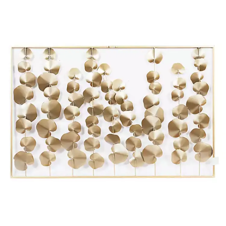 Kirklands Home Wall Plaques|Glossy Gold Leaves Framed Wall Plaque