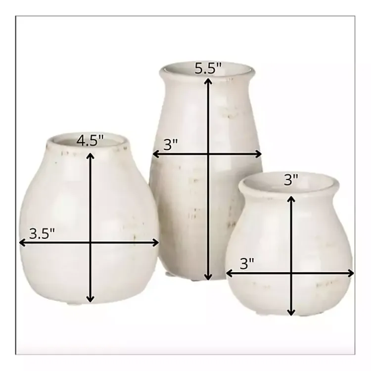 Outlet Glossy Curved Vases, Set of 3 Vases