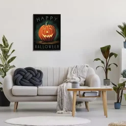 New Glowing Happy Jack-O-Lantern Canvas Wall Art Halloween