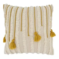 New Gold & Cream Tufted Tassels Throw Pillow Pillows