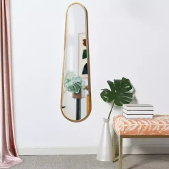 Kirklands Home Decorative Mirrors|Gold Abstract Oblong Wall Mirror