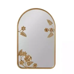 Kirklands Home Decorative Mirrors|Gold Adaline Floral Arched Wall Mirror