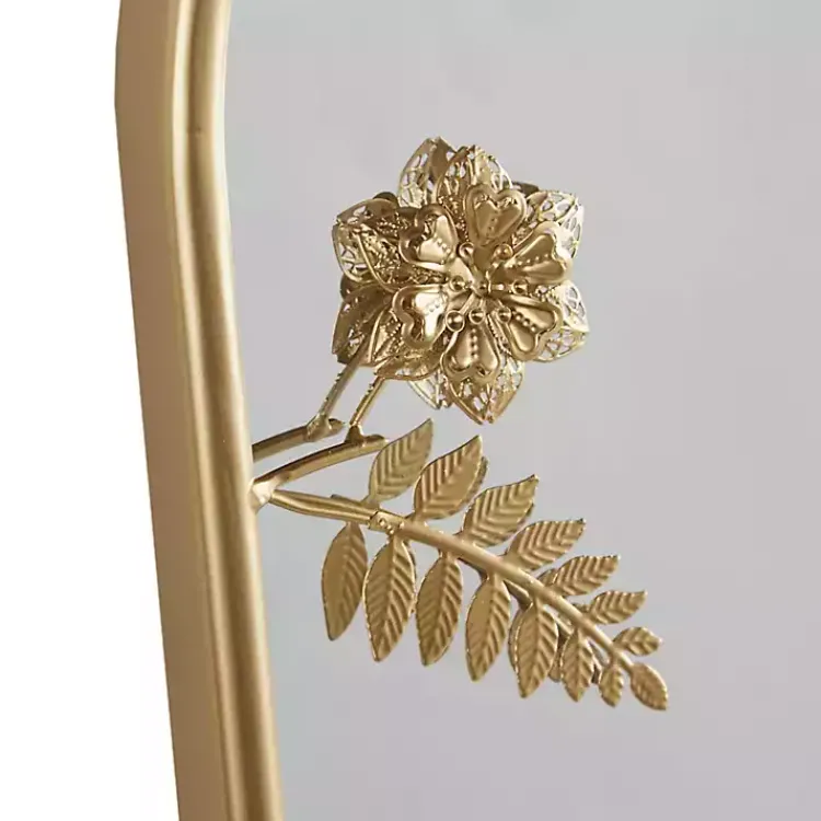 Kirklands Home Decorative Mirrors|Gold Adaline Floral Arched Wall Mirror