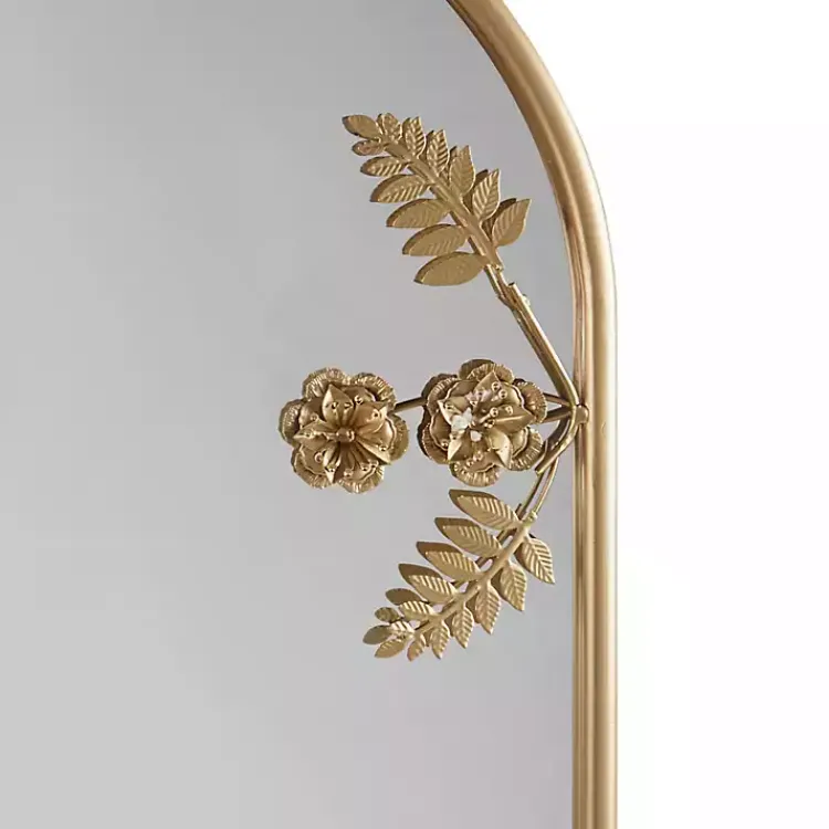 Kirklands Home Decorative Mirrors|Gold Adaline Floral Arched Wall Mirror