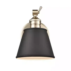 Online Gold and Black Metal Tapered Shade Wall Sconce Sconces