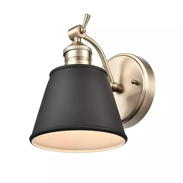 Online Gold and Black Metal Tapered Shade Wall Sconce Sconces