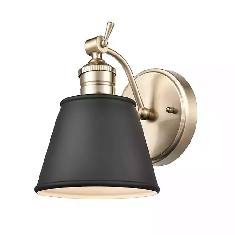 Online Gold and Black Metal Tapered Shade Wall Sconce Sconces