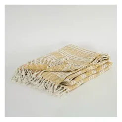 Hot Gold and Ivory Striped Cotton Throw Blankets & Throws