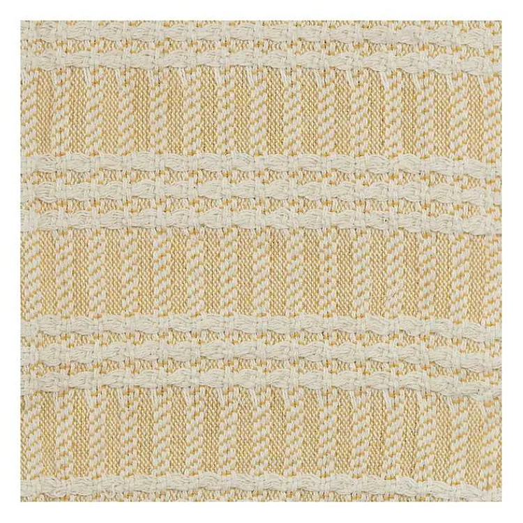 Hot Gold and Ivory Striped Cotton Throw Blankets & Throws