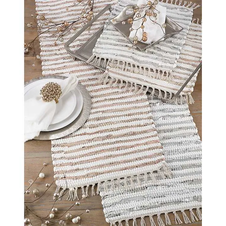 Kirklands Home Table Linens|and Leather Woven Placemats, Set of 4 Gold
