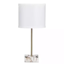 Kirklands Home Table Lamps|Gold and Marble USB Charging Table Lamp White