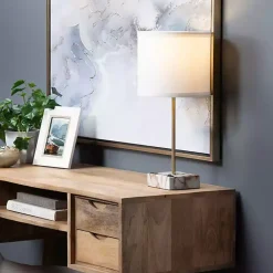 Kirklands Home Table Lamps|Gold and Marble USB Charging Table Lamp White
