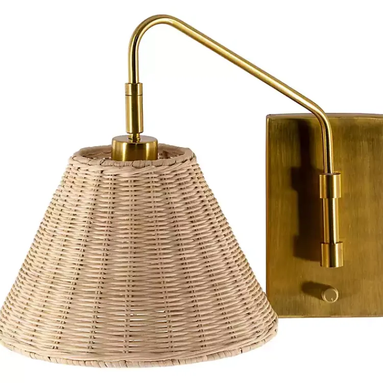Clearance Gold and Rattan Wall Sconce Sconces