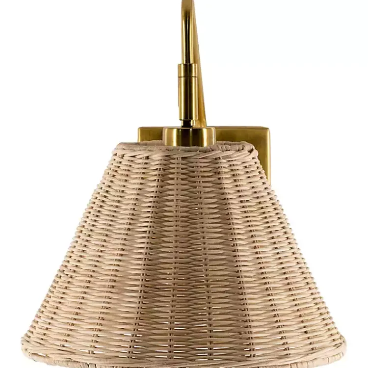 Clearance Gold and Rattan Wall Sconce Sconces