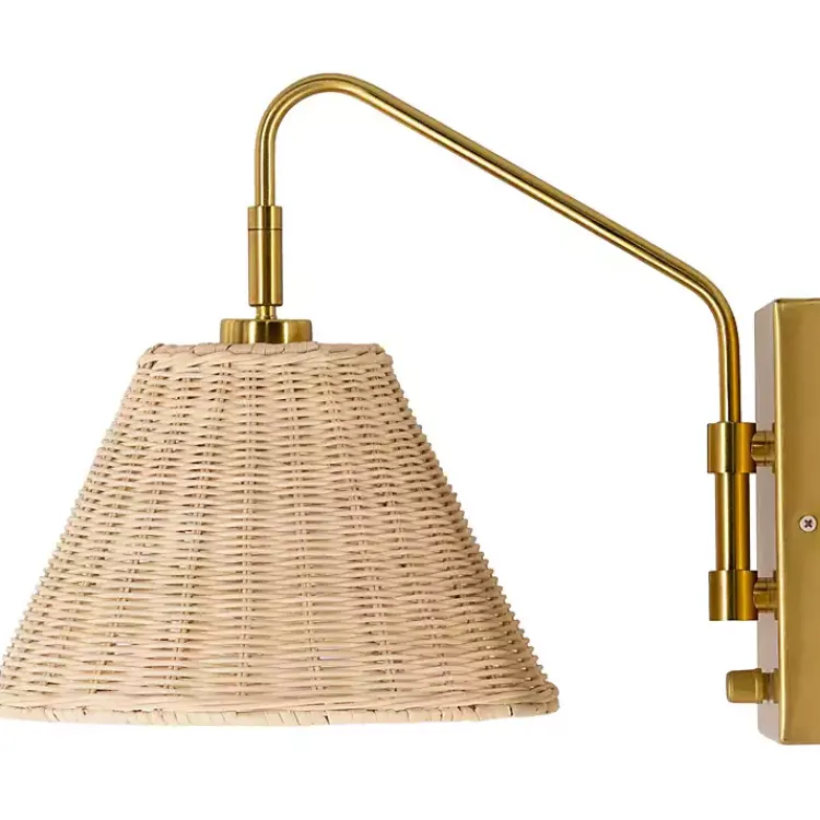 Clearance Gold and Rattan Wall Sconce Sconces