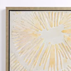 Kirklands Home Canvas Art|Gold and White Abstract Framed Canvas Art Print