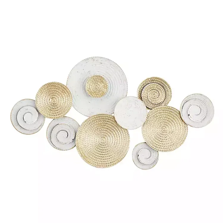 Kirklands Home Wall Plaques|Gold and White Round Layered Plates Wall Sculpture