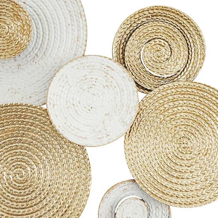 Kirklands Home Wall Plaques|Gold and White Round Layered Plates Wall Sculpture